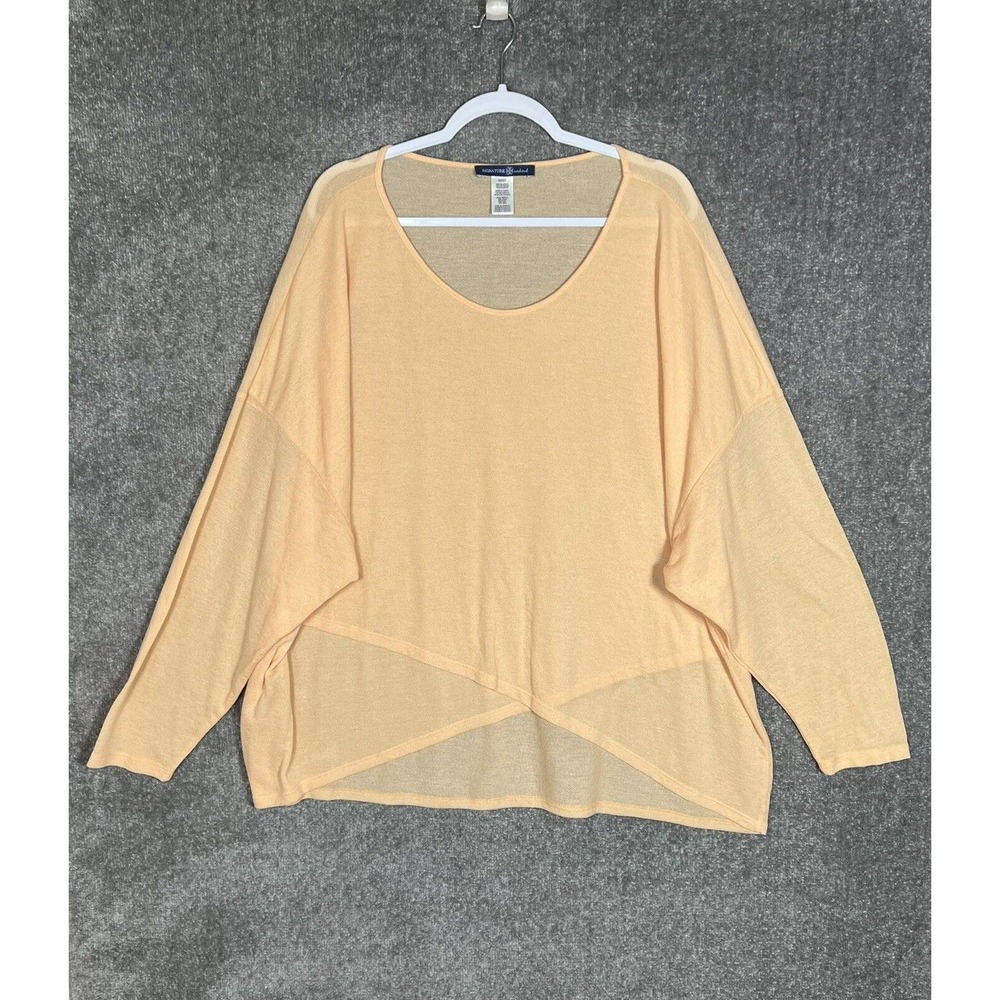 Signature Weekend Tunic Lagenlook Top Womens Size 3X Long‎ Sleeve Peach Orange